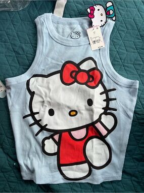 Hello Kitty Light Blue Tank Top with Red Graphic